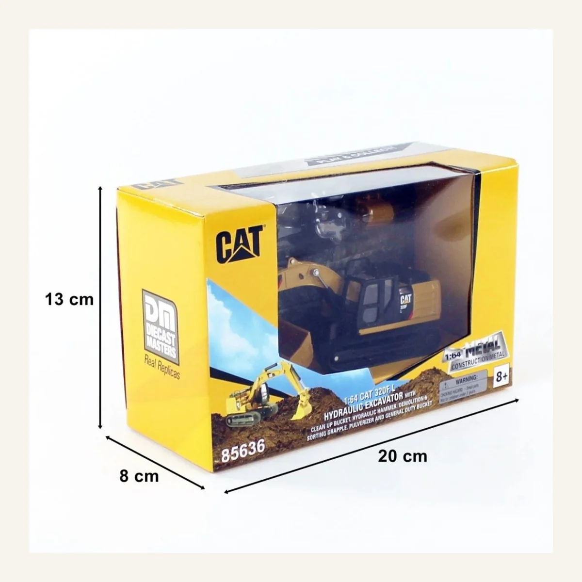 Diecast Masters 85636 1/64 Ölçek, Cat 320F L Ekskavatör, 4 Farklı Ataşmanlı